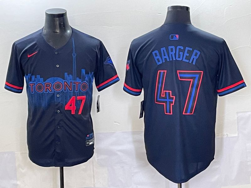 Men 2025 Toronto Blue Jays #47 Barger Black Joint Name Nike MLB Jersey style 4